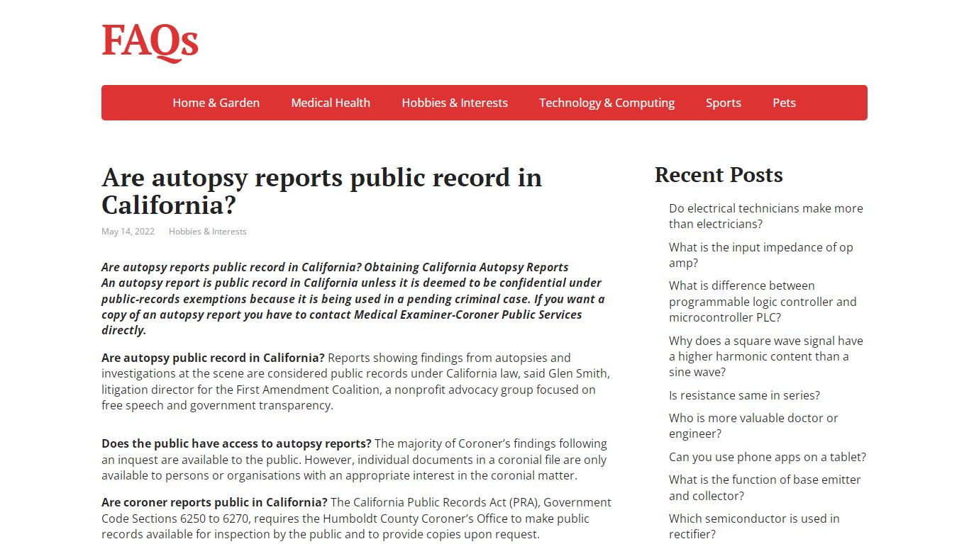 Are autopsy reports public record in California? - FAQs